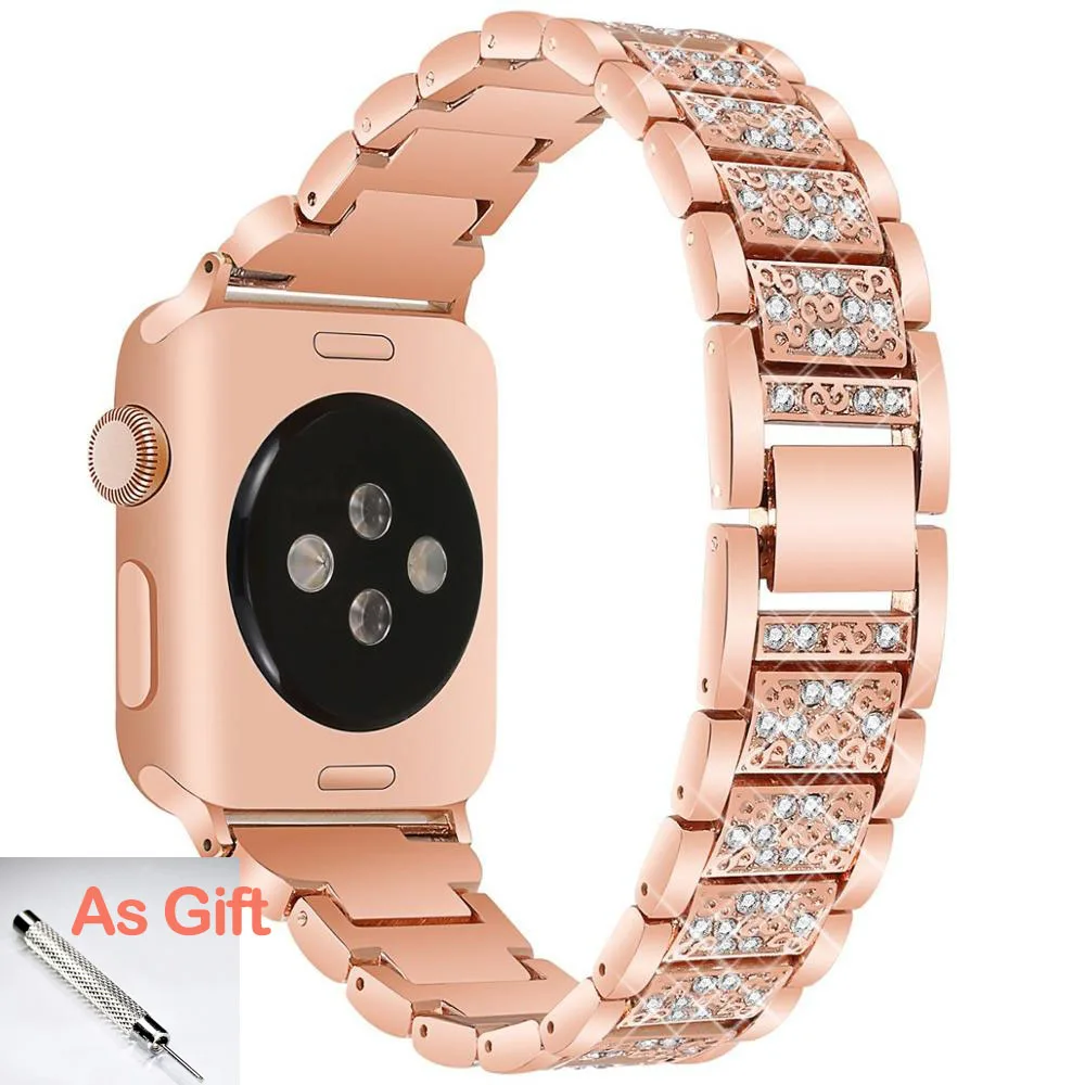 Ремешок из нержавеющей стали для Apple watch 5, 4 ремешка, 42 мм, 38 мм, iwatch 4, 3 ремешка, 44 мм, 40 мм, металлический ремешок для часов, браслет, Аксессуары для часов - Цвет ремешка: rose gold
