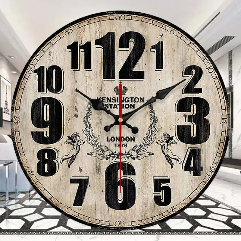 

American Clock Bedroom Mute Wall Clock Bedroom Wall Watch Creative Living Room Mute Fashion Quartz Clock Round European Clock