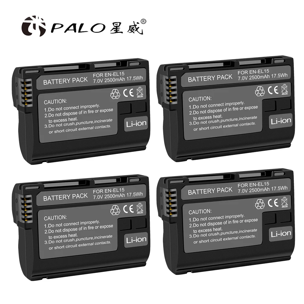 

PALO 4pcs 2500mAh EN-EL15 EN EL15 ENEL15 7V battery case for Nikon DSLR D600 D610 D800 D800E D810 D7000 D7100 D7200 l15
