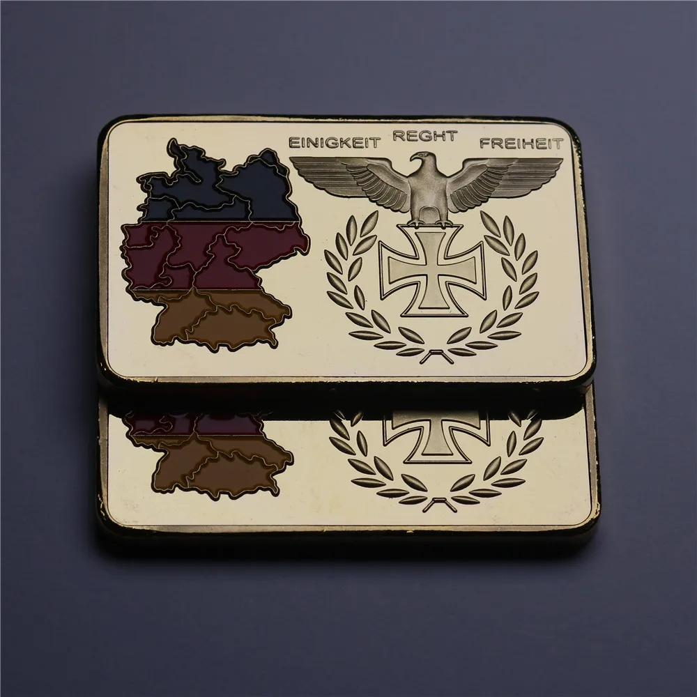 5 шт./лот немецкий позолоченный бар флаг 1 унция Железный крест Рейх банк Золотой