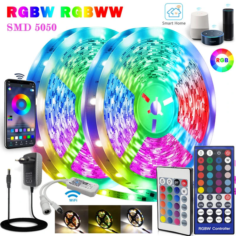 Умные светильник ные ленты RGBW IP65 Диодная лента с регулировкой яркости 5 м 10 SMD 5050 Wi