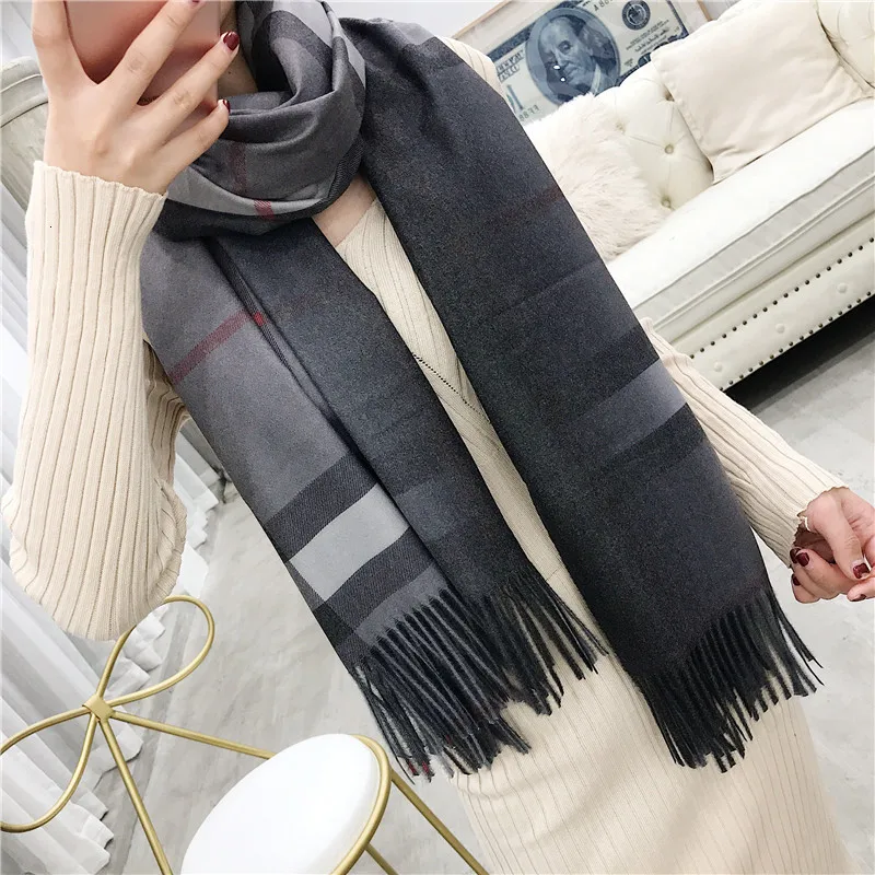 2019 градиентные клетчатые женские элегантные толстые шарфы зимние манто женский