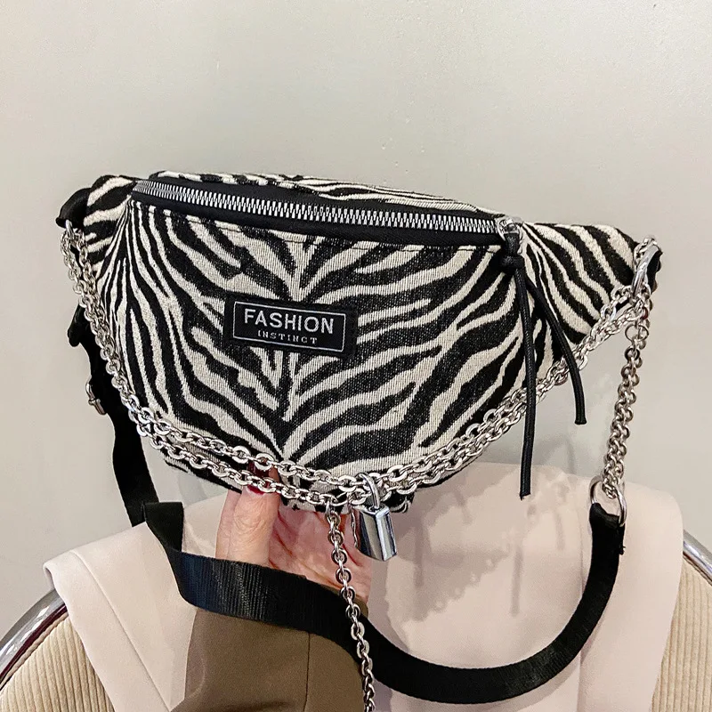 

2021 новый модный пояс из парусины сумка для женщин Зебра шаблон сумка Fanny Pack Грудь сумка большой Ёмкость поясные сумки