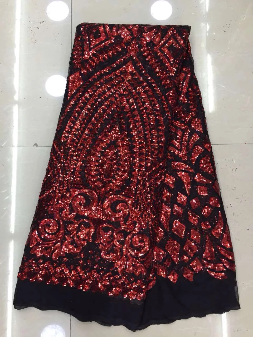 

Newest Coral Pattern African Cord Lace Fabrics Red Color High Quality African French Tulle Net Lace Fabric for Wedding LJ891