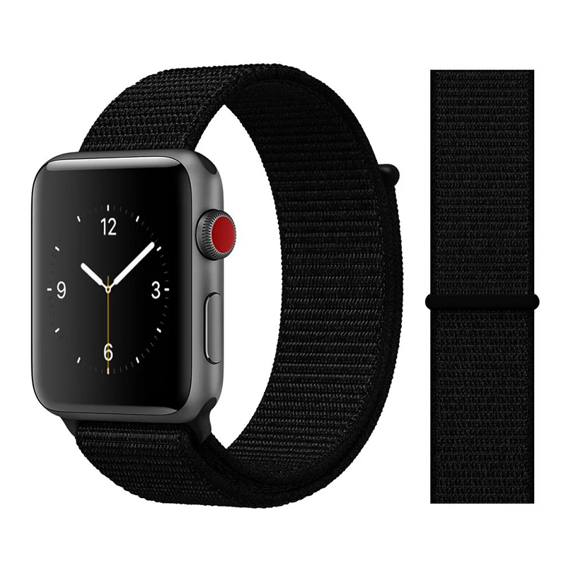 Для наручных часов Apple Watch, версии 3/2/1 38 мм 42 мм нейлон мягкий дышащий нейлон для наручных часов iWatch, сменный ремешок спортивный бесшовный series4/5 40 мм 44 мм - Цвет ремешка: Color7 Dark Black