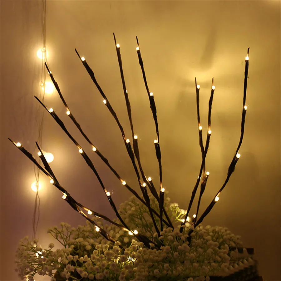 Светодиодная гирлянда на батарейках 20 светодиодов имитация мощности ветка