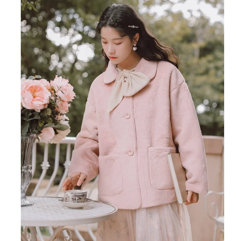 

2020 Winter Autumn Women New Korean Loose Fashion Soild Color Short Imitation Mink Velvet Warm Casual Female Button Coat Tops
