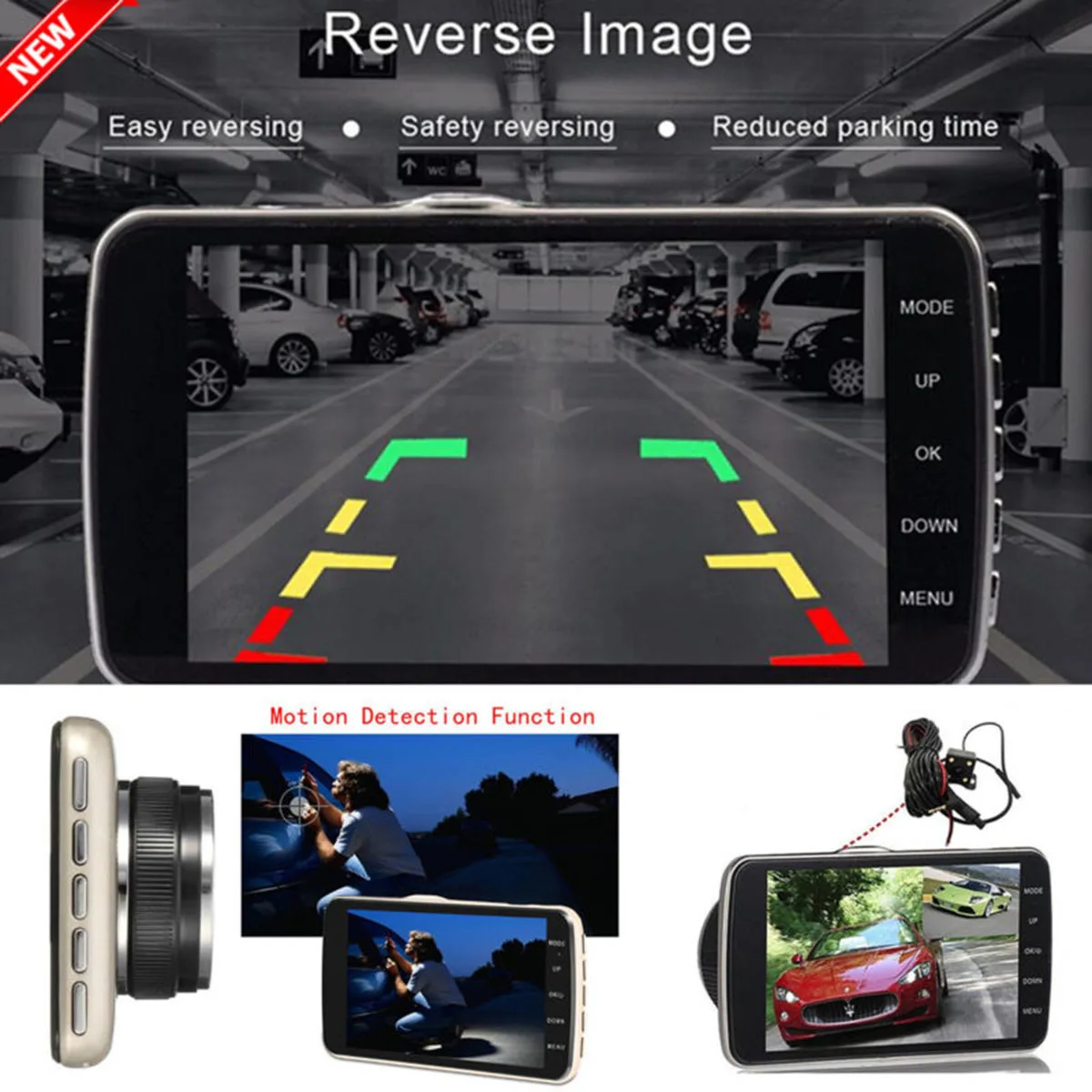 

Dual Lens Camera HD 1080P 170° Car DVR Video Dash Cam Front Rear Recorder 4" UK