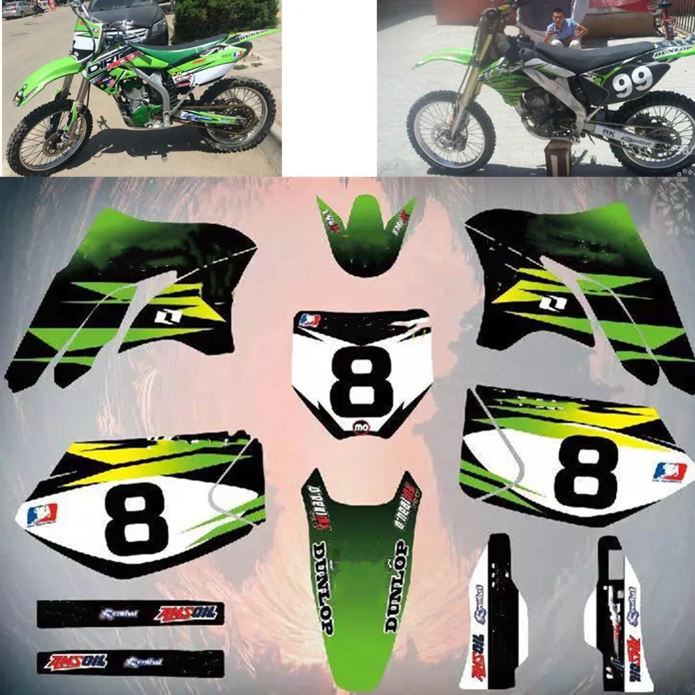 Для Kawasaki 250 KXF 2008-2006 команда графика фоны наклейки Наборы для KX250F KX 250F KXF250 2006 2007 2008 |