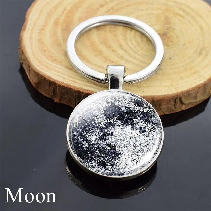 Цепочка для ключей мужчин и женщин двухсторонний стеклянный брелок с