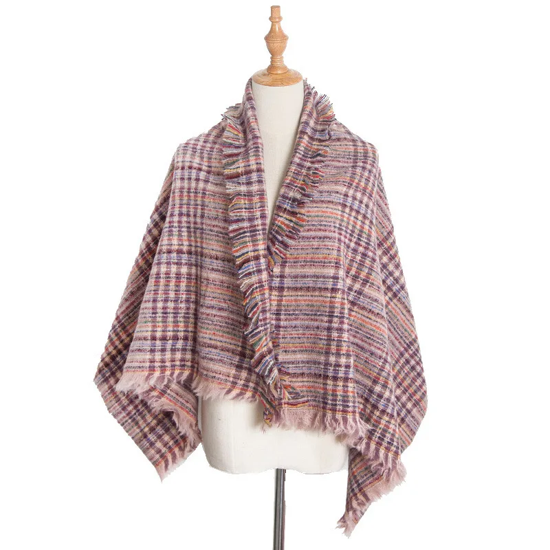 Новинка 2019 весенне-зимний треугольный шарф для женщин клетчатые теплые