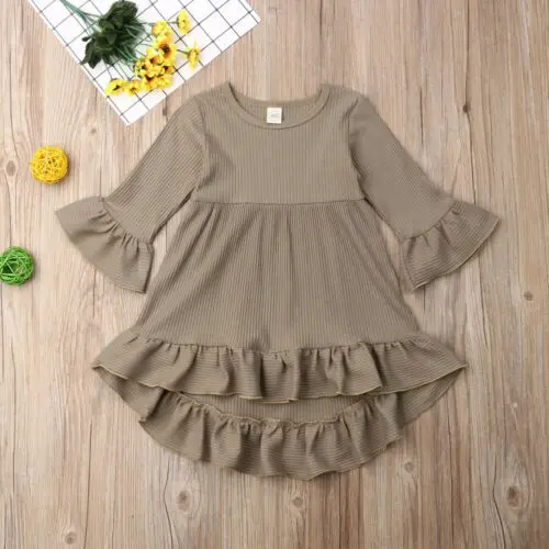 Платье принцессы для маленьких девочек осеннее вязаное однотонное платье-пачка