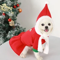 warm fleece coat pullover hoodies dog clothes red dress with hat cat outfit pet clothing christmas coat jacket french bulldog xl