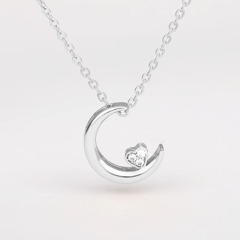 

Double Moon Love Heart Necklace For Women Stainless Steel Choker Gold Silver Color Crystal Necklace Pendant 2020 Boho Jewelry