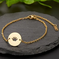 gold color crown women bracelet bangle stainless steel adjustable chain men bracelet for couple lady girls boys jewelry gifts