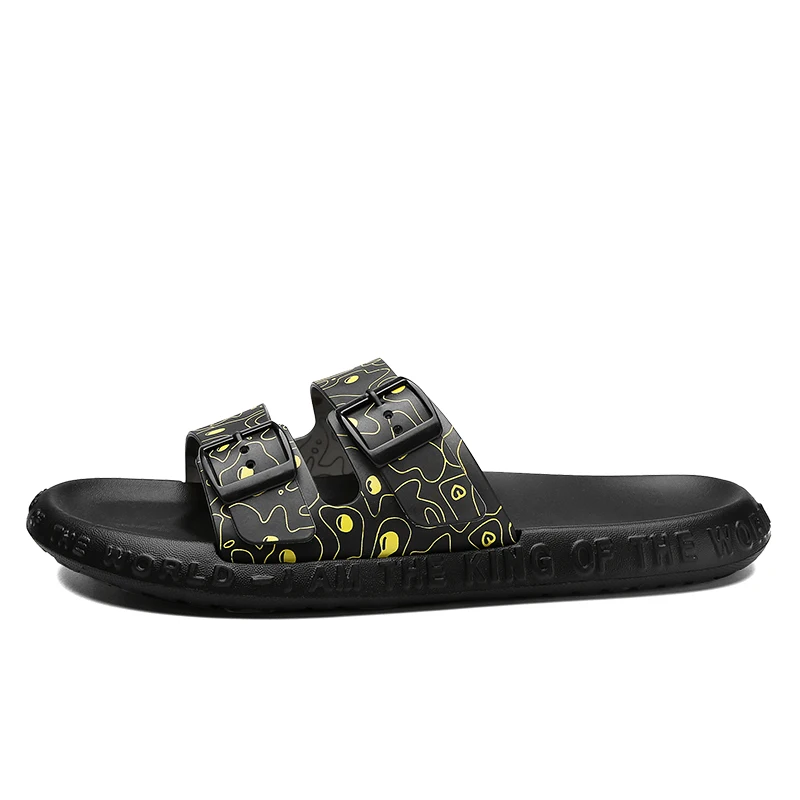 

Men's Comfort Slippers Flat Sandals Double Buckle Adjustable EVA Thicken Sandals for Summer