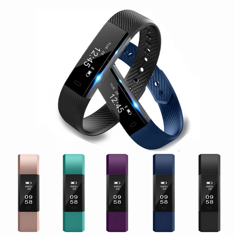 

ID115 Smart Bracelet Fitness Tracker Watch Pedometer Step Counter Smart Wristband Bluetooth Sport Sleep Monitor Track For Phone