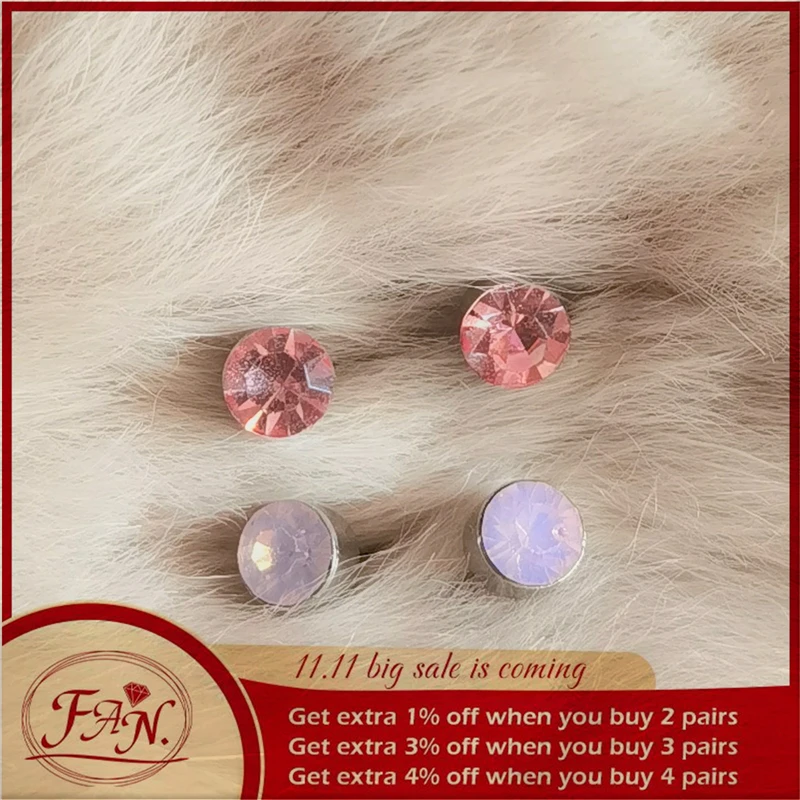 

2021 Classic Lady Daily 0.4cm Diameter Golden Color with Pink Crystal Fashion Stud Earrings Hot Sale Nice Gift for Girls & Women