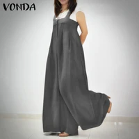 loose jumpsuits womenoveralls solid color wide leg pants rompers 2021 vonda casual summer palazzo dungarees
