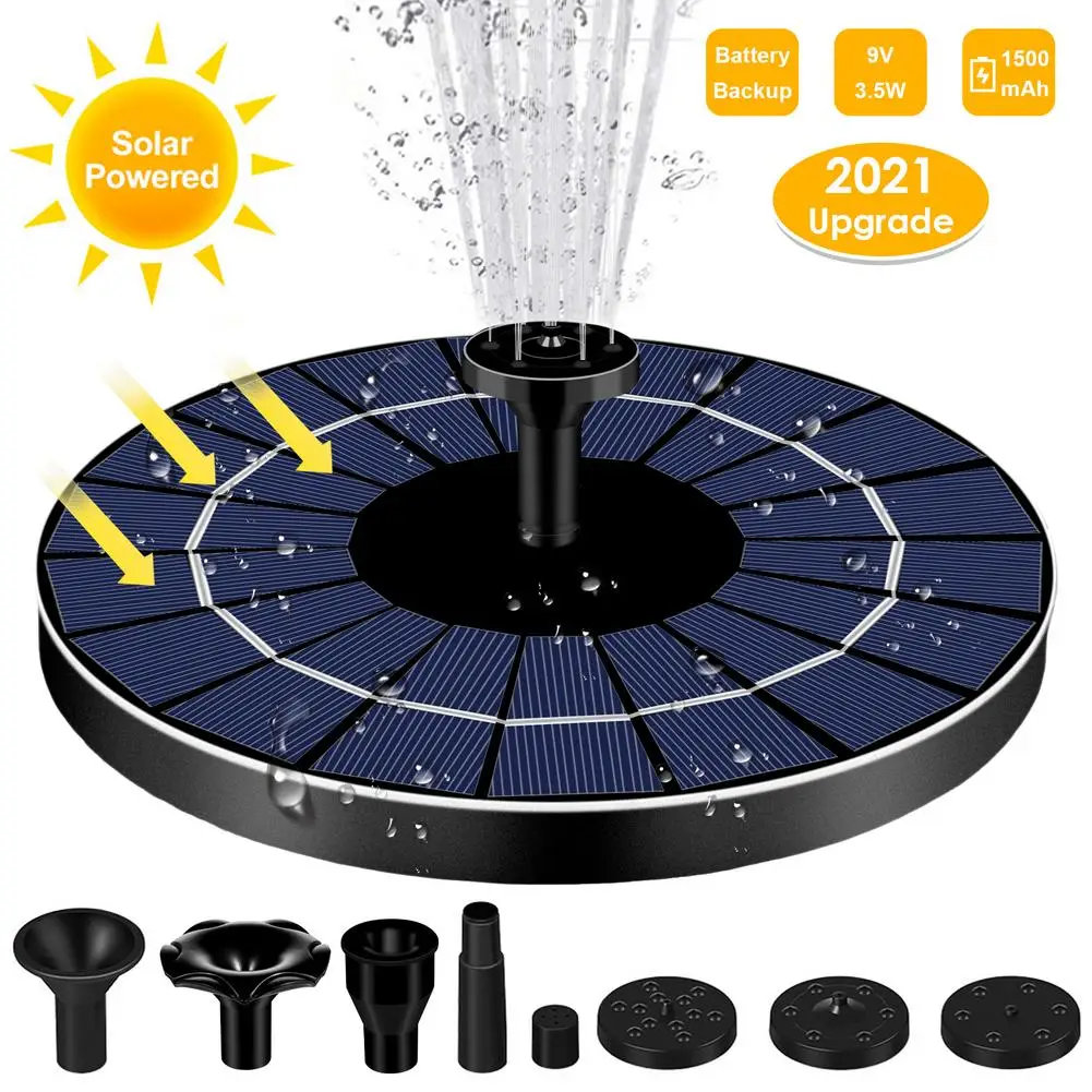

3.5W Solar Fountain With 6 Nozzles Solar Powered Bird Bath Fountain Floating Waterfall For Pond Swimming Pool Garden Decoration