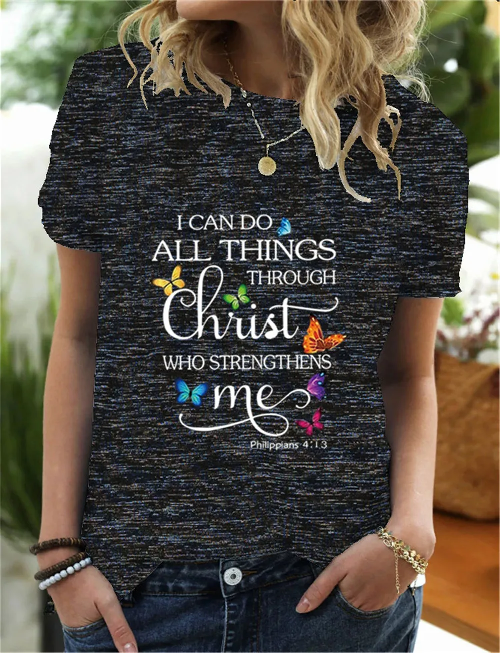 

I Can Do All Things Through Christ Who Strengthens Me Tshirt Women Short Sleeve Tee Shirt for Summer Clothes Vetemznt Femme