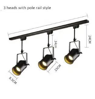 3 heads with pole Современный светодиодный светильник, алюминиевый потолочный рельсовый светильник, точечный рельсовый Точечный светильник, магазин одежды, Домашний Светильник, светильники luminiare - Испускаемый цвет: 3 heads with pole