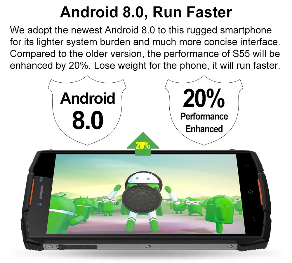 DOOGEE S55 прочный ударопрочный мобильный телефон android 8,0 5500 мАч 4 Гб ОЗУ 64 Гб ПЗУ MTK6750T Восьмиядерный 4G смартфон с быстрой зарядкой