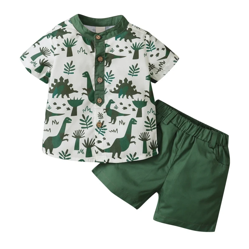 Летняя детская футболка с коротким рукавом и рисунком динозавра для маленьких