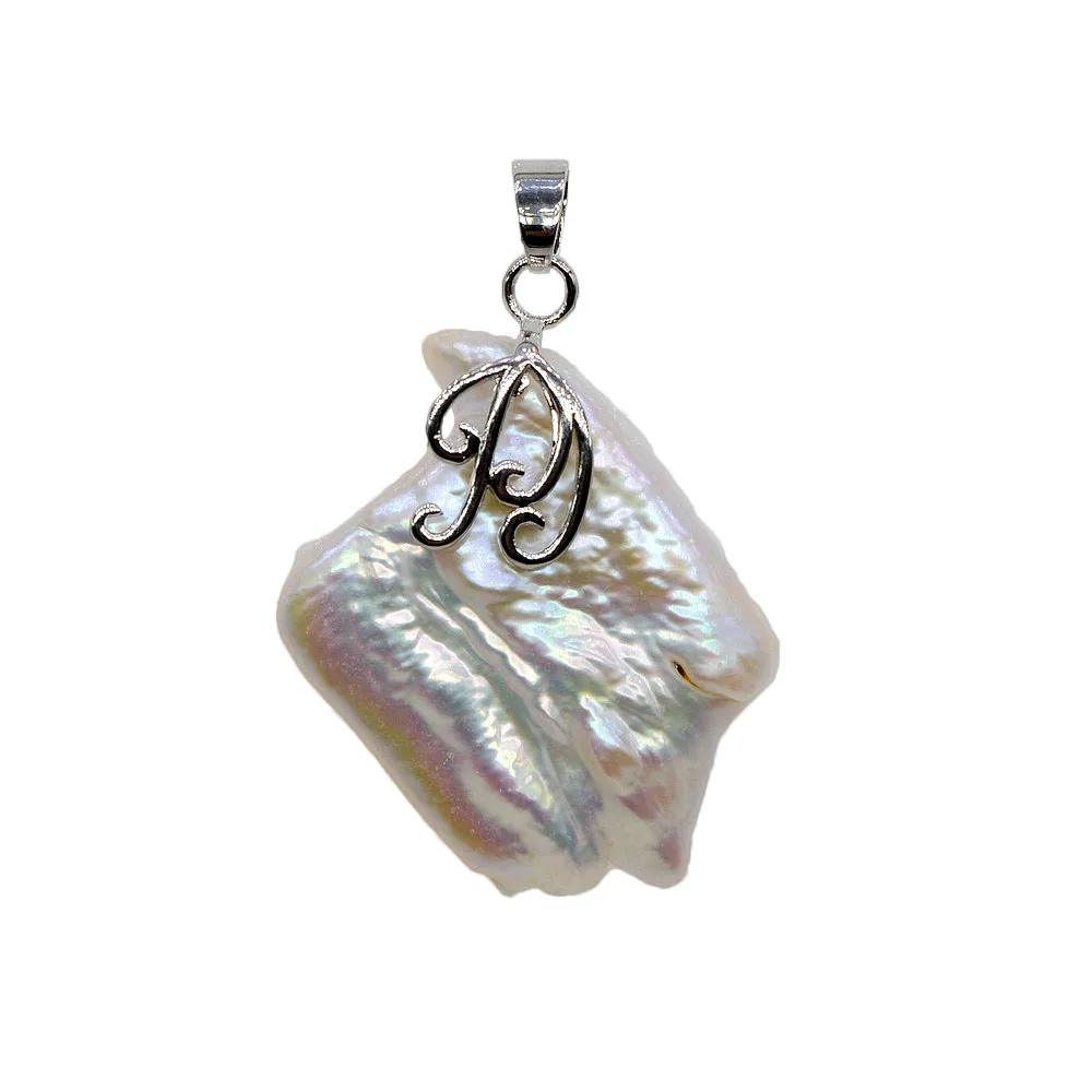 

SAUDADE Fashion Baroque Pendant White Natural Freshwater Pearl Shaped Silver Pendant Ladies Necklace Anniversary Gift