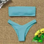 Женское бикини с высокой талией и разрезом, Раздельный купальник из двух предметов, модный сексуальный однотонный купальник-бикини, 2021