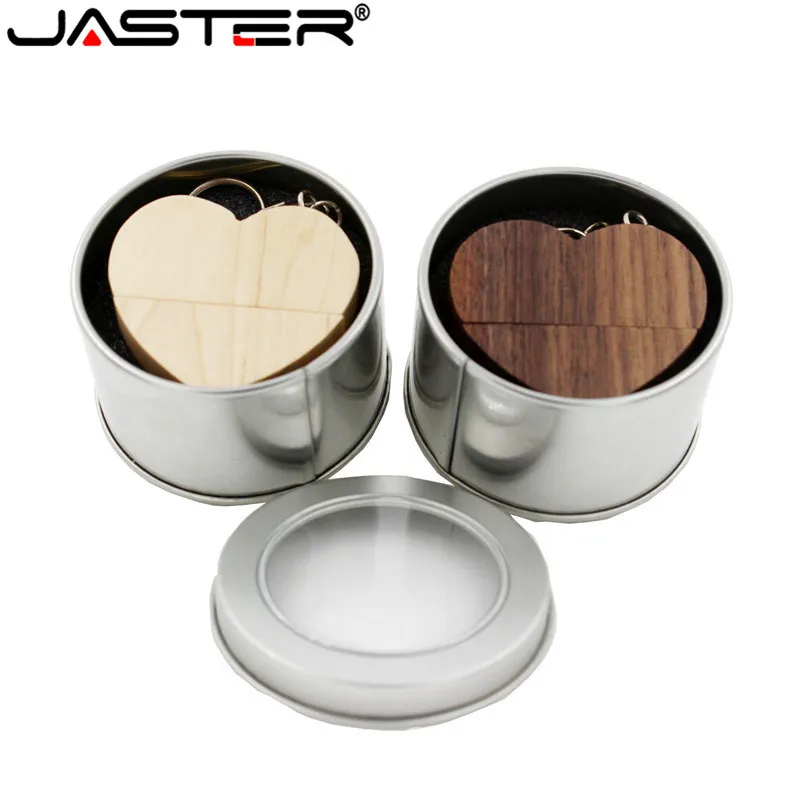 Флэш накопитель JASTER USB 2 0 1 шт. логотип на заказ ореховое сердце США + коробка флэш 64
