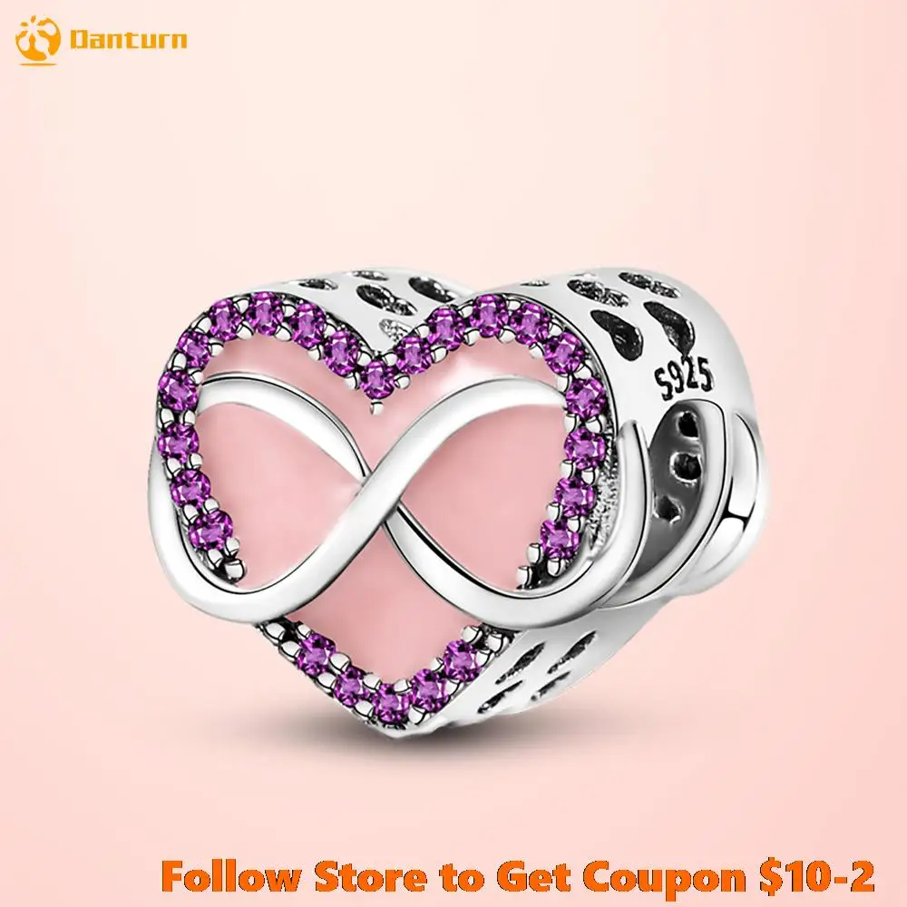 

Hot Sale 100% 925 Sterling Silver Beads Eternity Heart-shaped Charm fit Original Pandora Bracelets Fashion Fine Jewelry Gift