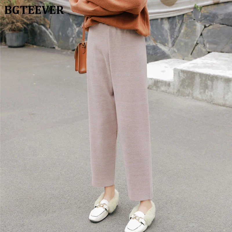 BGTEEVER зимние Утепленные широкие брюки для женщин с эластичной талией свободные