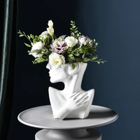2021 new creative european style ceramic prtrait vase house sitting decor high fashion dry flower vase