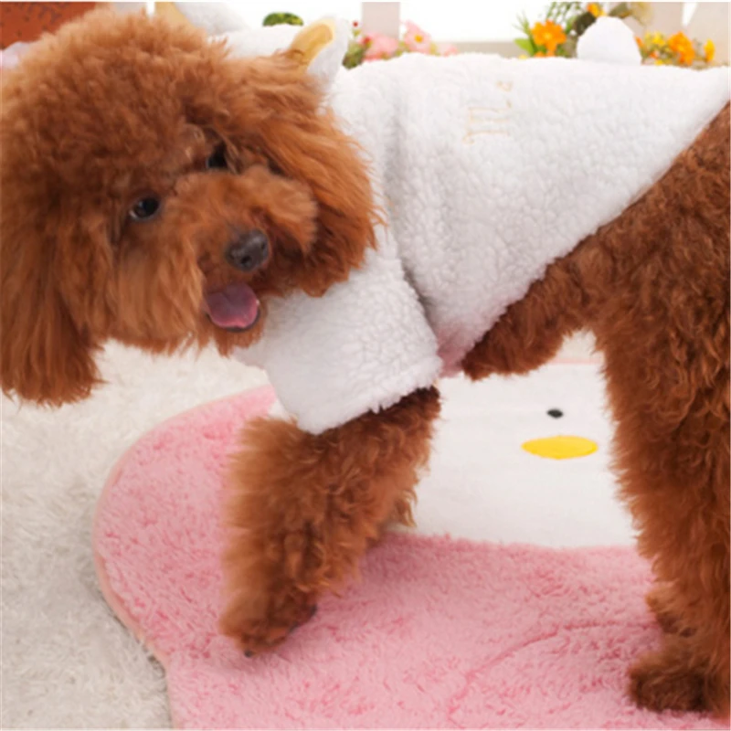 Новинка 2017 зимняя одежда для собак щенков милое белое теплое пальто с капюшоном XS