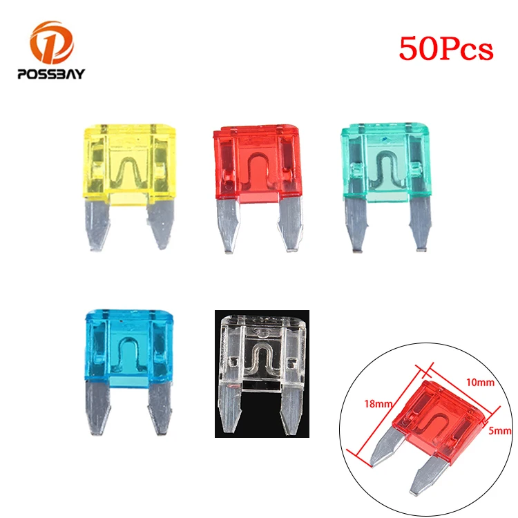 

POSSBAY 50pcs 5 Colors Blade Fuse Assortment Car Fuse Motorcycle FUSES Auto Kit 10A 15A 20A 25A 30A Universal for Trucks SUV