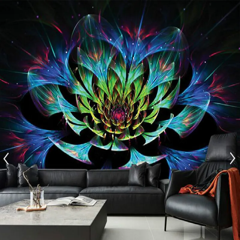 Сверкающая синяя настенная бумага с цветами на заказ 3D обои для гостиной спальни