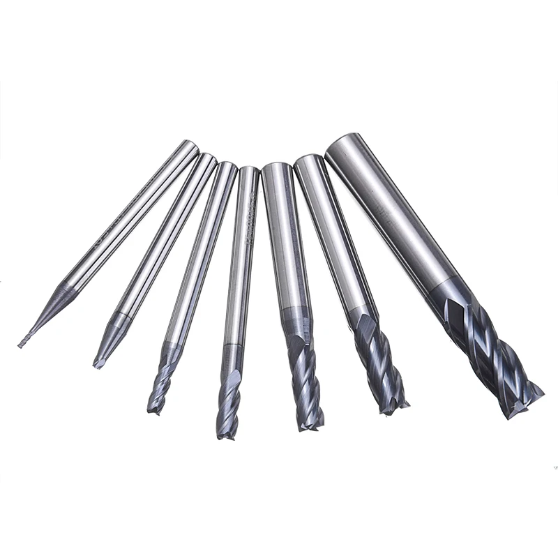 Набор концевых фрез комплект из 7 твердосплавных насадок с 4 канавками 50 градусов