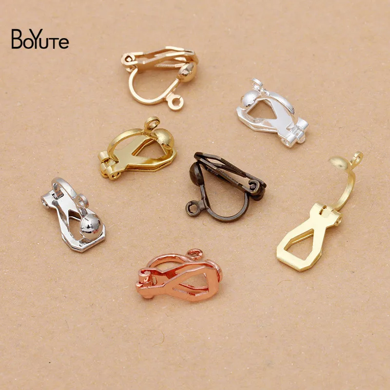 

BoYuTe (100 Pieces/Lot) 14*8MM Metal Brass No Pierced Ear Clip with Loop Diy Handmade Earrings Jewelry Accessories