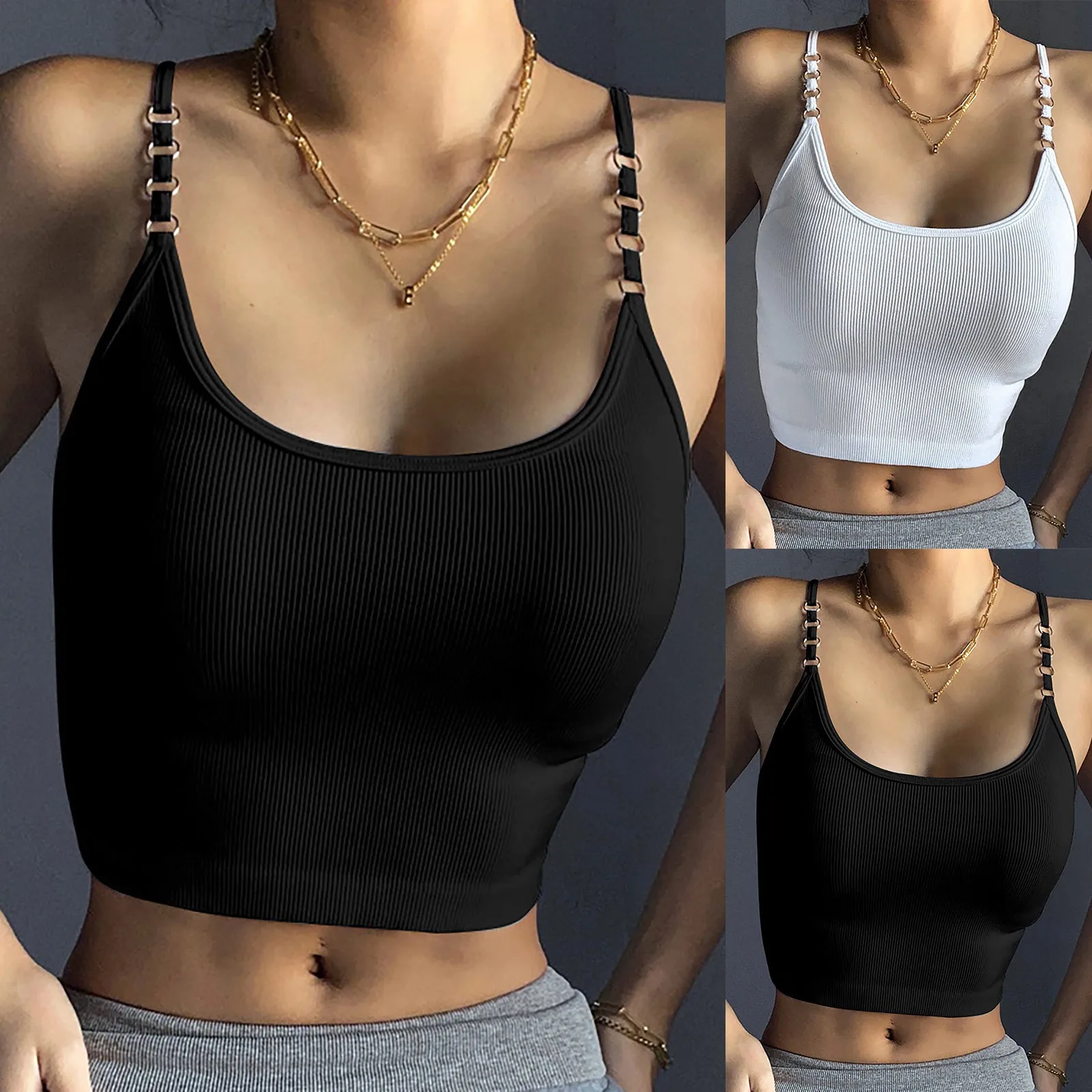 Женская майка на пуговицах однотонная Повседневная Эластичная бретельках лето