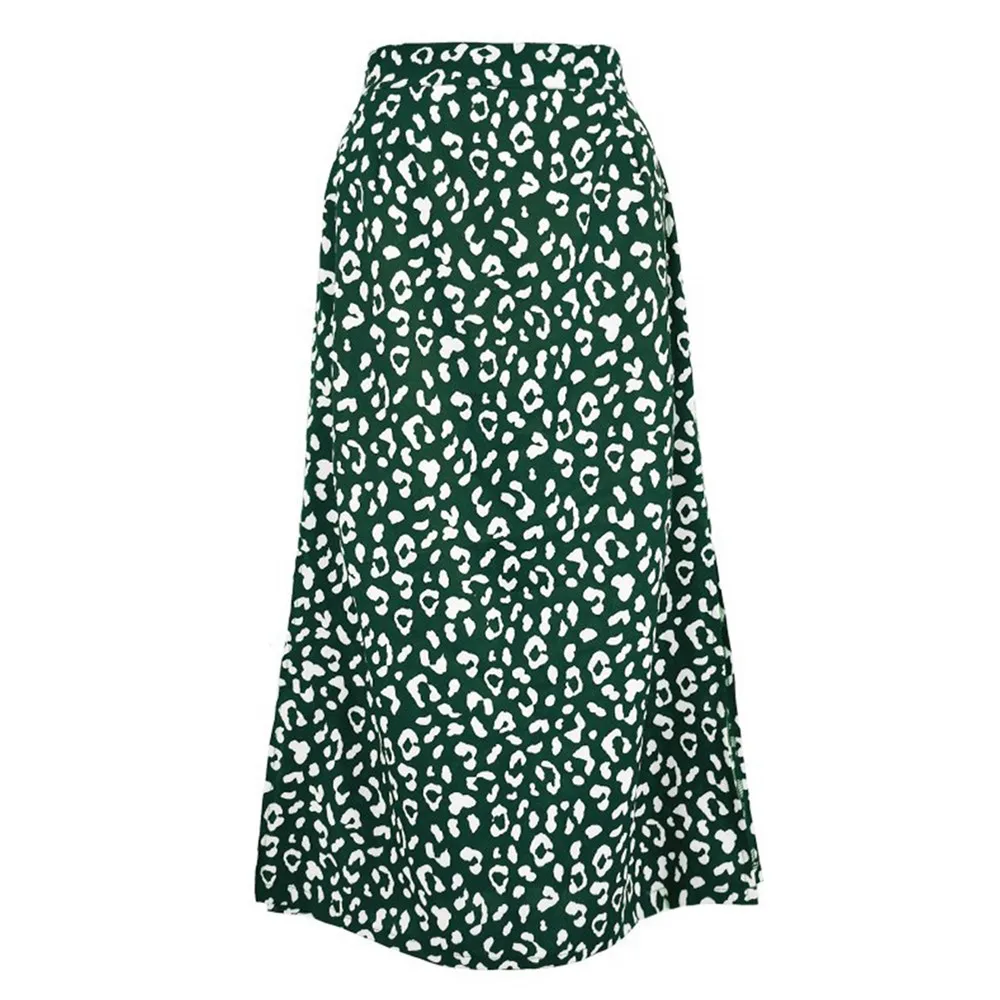 

Woman New Sexy Leopard Print Chiffon Split Skirt Casual Fashion Long Skirts For Women Spring Summer Zip Elegant Female Skirt