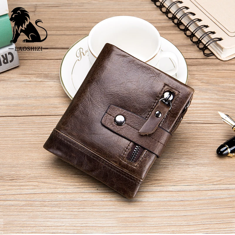 Мужской кошелек Three flod из натуральной кожи многофункциональный воловьей на