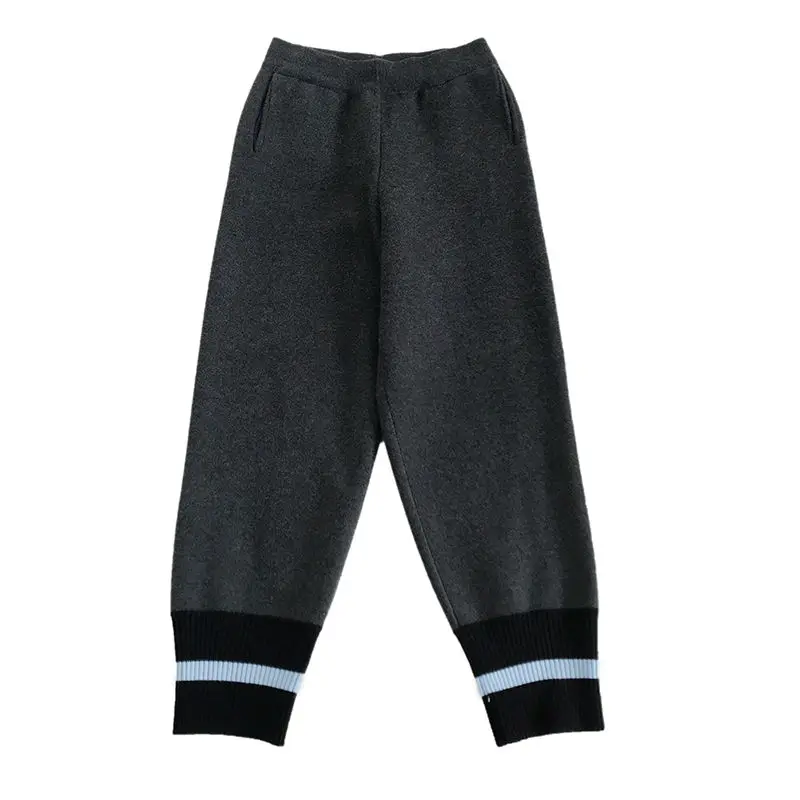 

Loose Harem Patchwork Pants for Women Sweatpants Feminine Trousers Knitted Knit Pants Trousers with Pockets Turnip Korean Pants