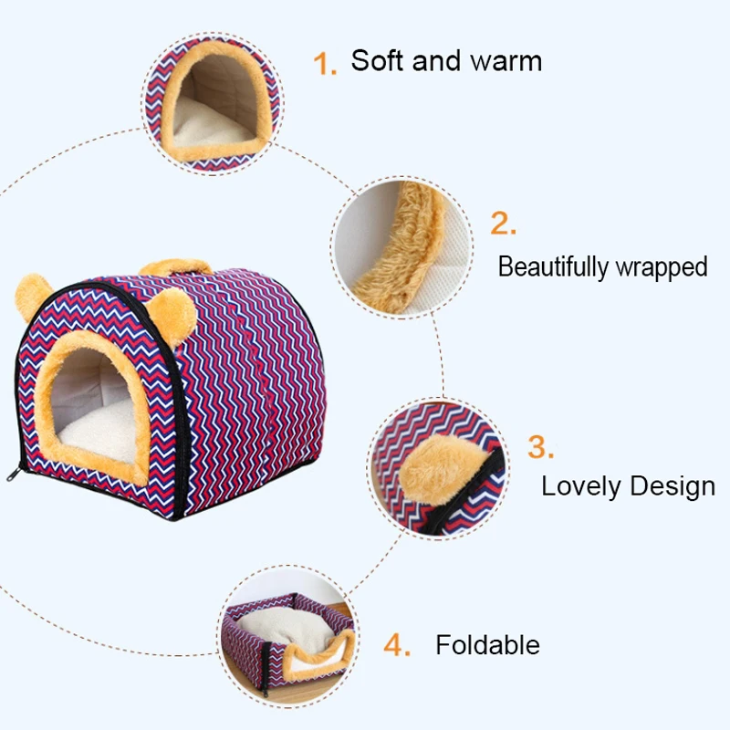 Мягкая теплая кровать для домашних животных домик маленьких собак зимнее теплое