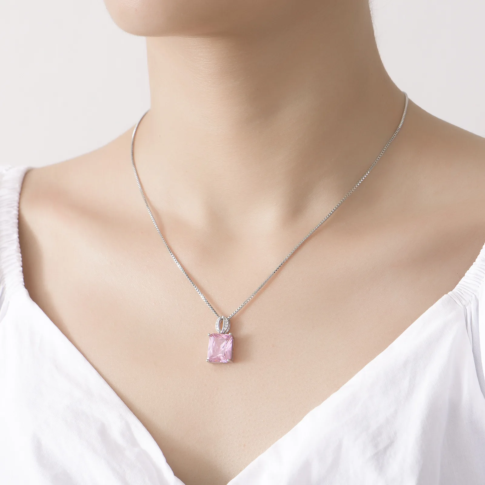 Женское ожерелье из серебра 925 пробы с розовым топазом | Украшения и аксессуары