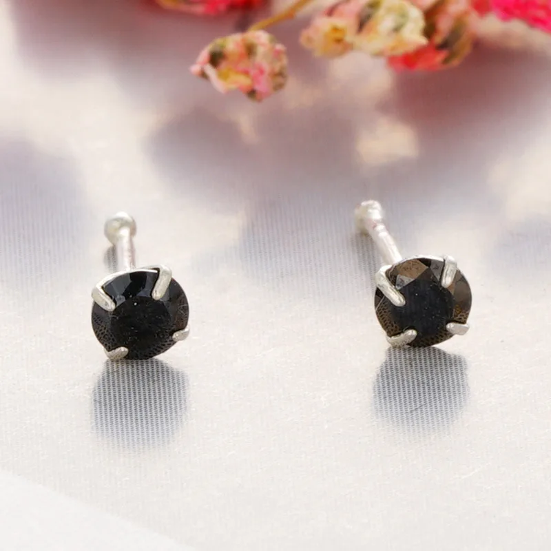 Серьги-гвоздики для носа из серебра 925 пробы с искусственным Цирконом |