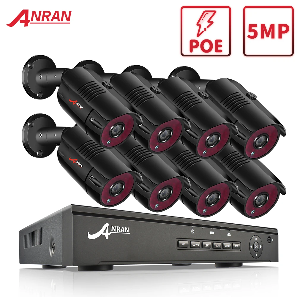 Камера видеонаблюдения ANRAN 8-канальная с функцией ночного видения PoE 5 МП 1920P |