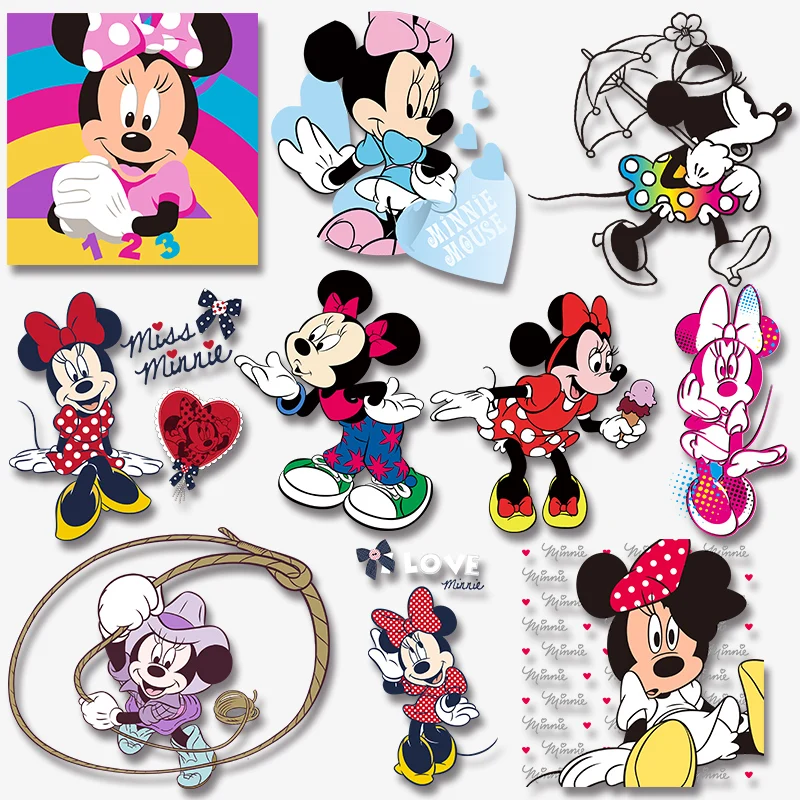 

Disney brand Funny pictures of Minnie Vinyl Sticker For Clothes Iron-on Heat Transfer easy to use firm and fadeless stickers