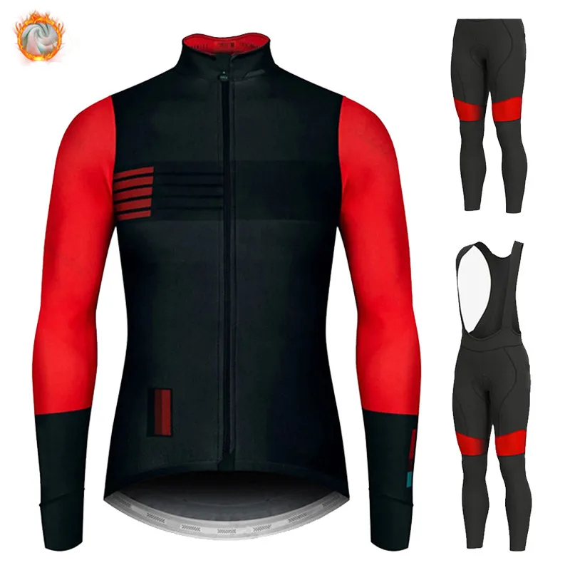 

Stitched Color Cycling Jacket Winter Cycling Clothing Suits Long Sleeves Thermal Fleece Set Man Windproof Bike Clothes