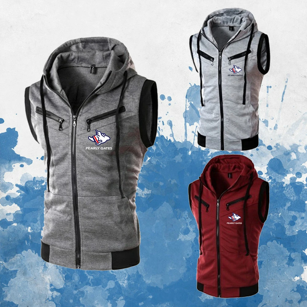 

Spring and Summer New 2021 Men's Hooded Sleeveless Vest Streetwear Fashion Man Vest Master Printed Comfortable Sports Outerwear